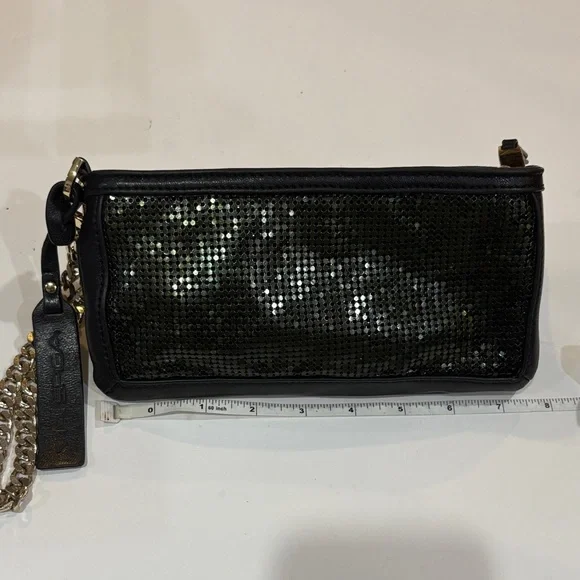 Via Spiga Black Sequin Clutch with Chain Strap - Picture 1 of 5